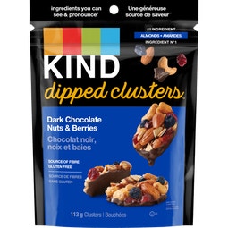 KIND Dipped Clusters Chocolat noir, noix et baies, 113 g image