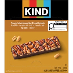 KIND Barres Arachides, caramel salé, noix et chocolat noir, 40 g, 12 unités image
