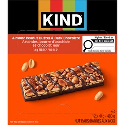 KIND Barres Amandes, beurre d'arachide et chocolat noir, 40 g, 12 unités image