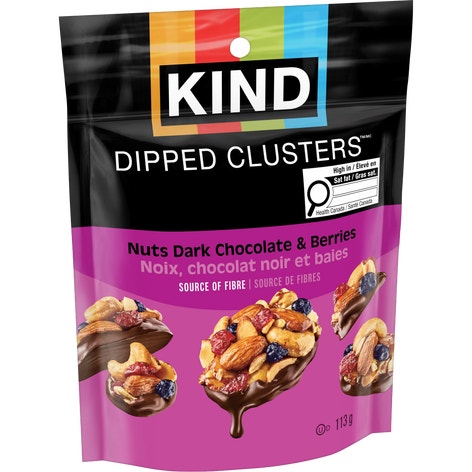 KIND Dipped Clusters Chocolat noir, noix et baies, 113 g