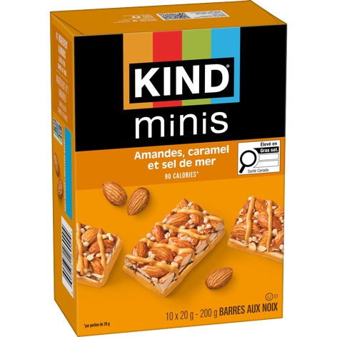KIND Minis Barres Amandes, caramel et sel de mer, 20 g, 10 unités