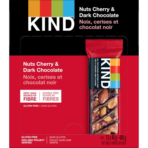 KIND Barres Noix, cerises et chocolat noir, 40 g, 12 unités
