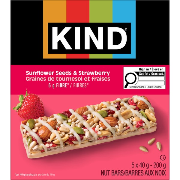 KIND Graines de tournesol et fraises, 40g, 5 unités