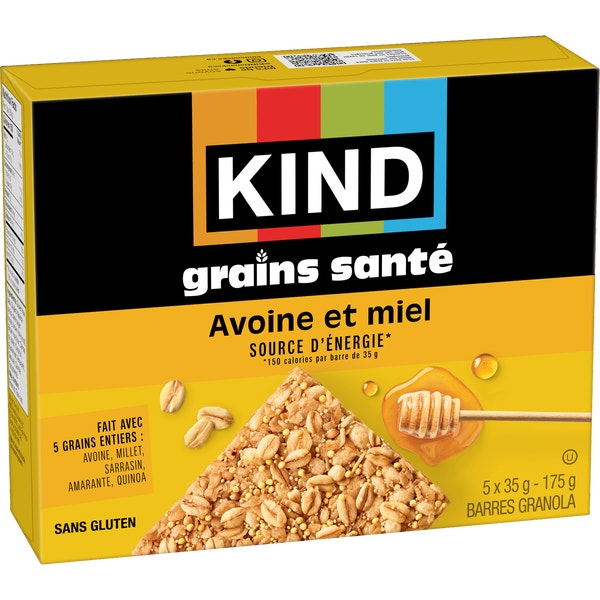 KIND Barres Grains santé Avoine, miel et noix de coco grillée, 35 g, 5 unités