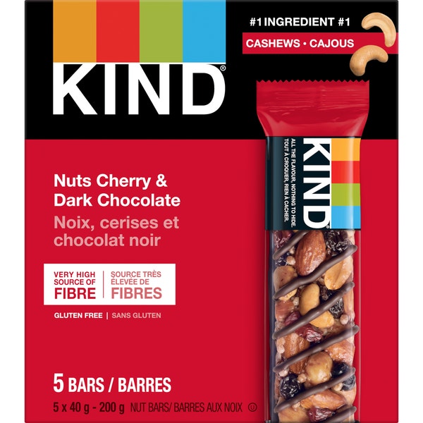 KIND Barres Noix, cerises et chocolat noir, 40 g, 5 unités