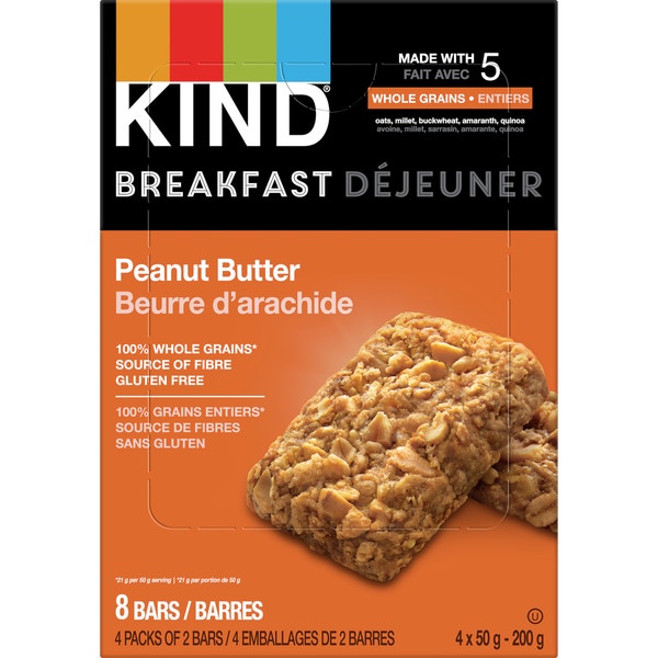KIND Déjeuner Barres Beurre d'arachide, 50 g, 4 unités