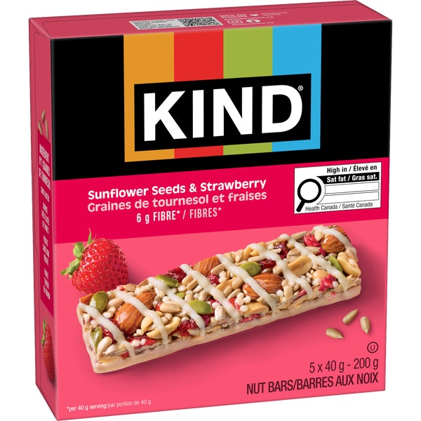 KIND Graines de tournesol et fraises, 40g, 5 unités