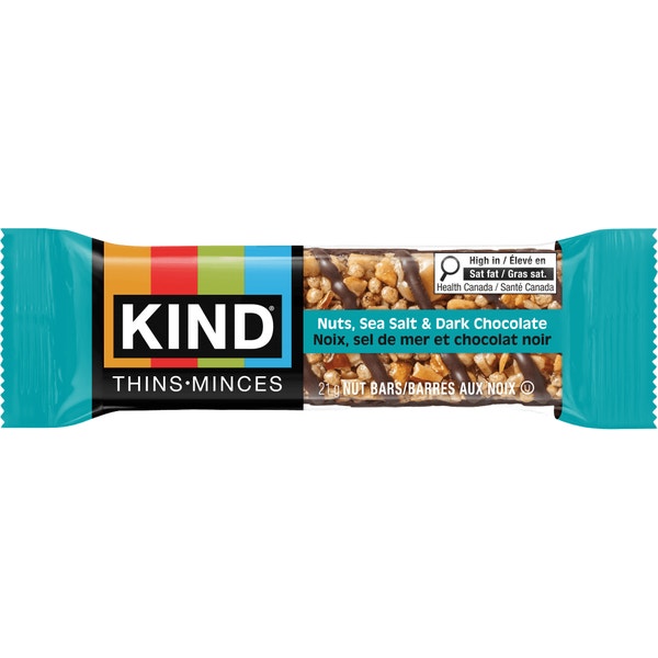 KIND Minces Barres Noix, sel de mer et chocolat noir, 21 g, 10 unités
