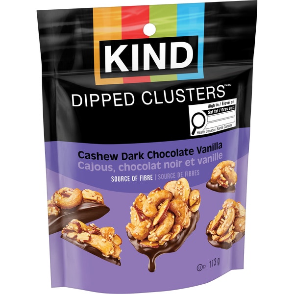 KIND Dipped Clusters Chocolat noir, vanille et noix de cajou, 113g